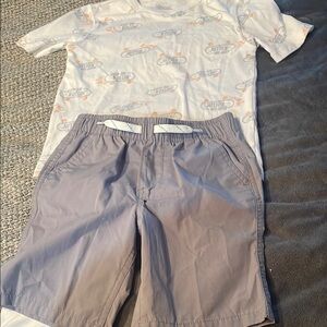 Graphic Tee and Gray Shorts Set